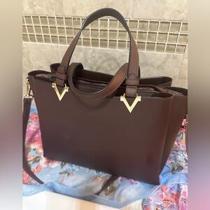 ☕ Elegant Vegan Leather Tote Set – Deep Espresso Brown